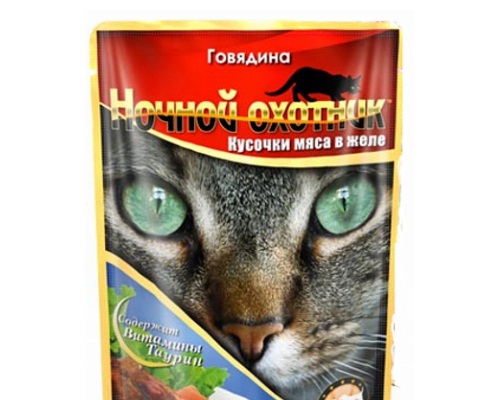 Ночной охотник для кошек Говядина в желе 100 г х 25 шт.